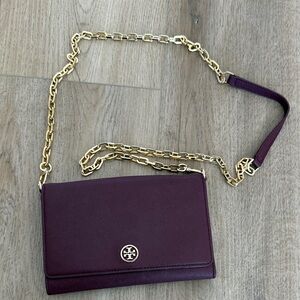 Tory Burch Plum Crossbody Bag with Gold Chain